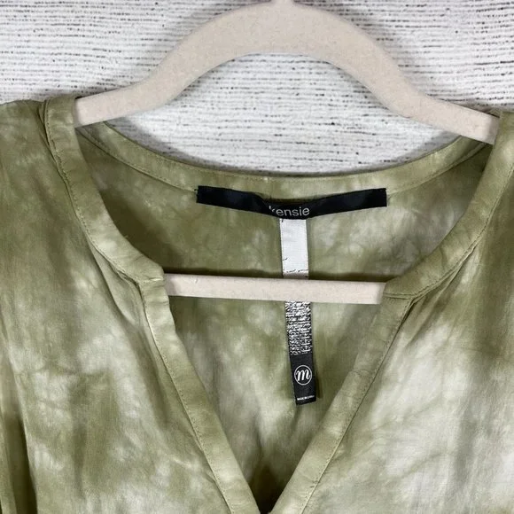 Kensie Women's Dusty Olive Combo Tie-Dye Rayon Dress Sz M - Picture 3 of 10